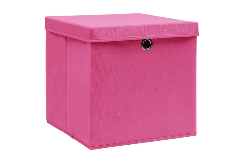 Oppbevaringsbokser med lokk 10 stk rosa 32x32x32 cm stoff - Oppbevaringsbokser