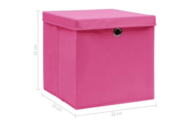 Oppbevaringsbokser med lokk 10 stk rosa 32x32x32 cm stoff - Oppbevaringsbokser