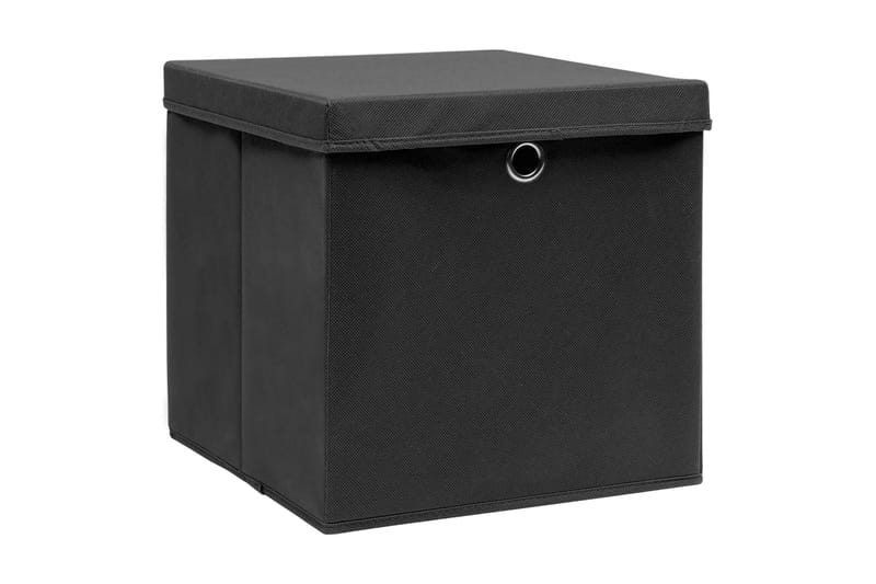 Oppbevaringsbokser med lokk 10 stk svart 32x32x32 cm stoff - Oppbevaring - Oppbevaring til småting - Oppbevaringsbokser