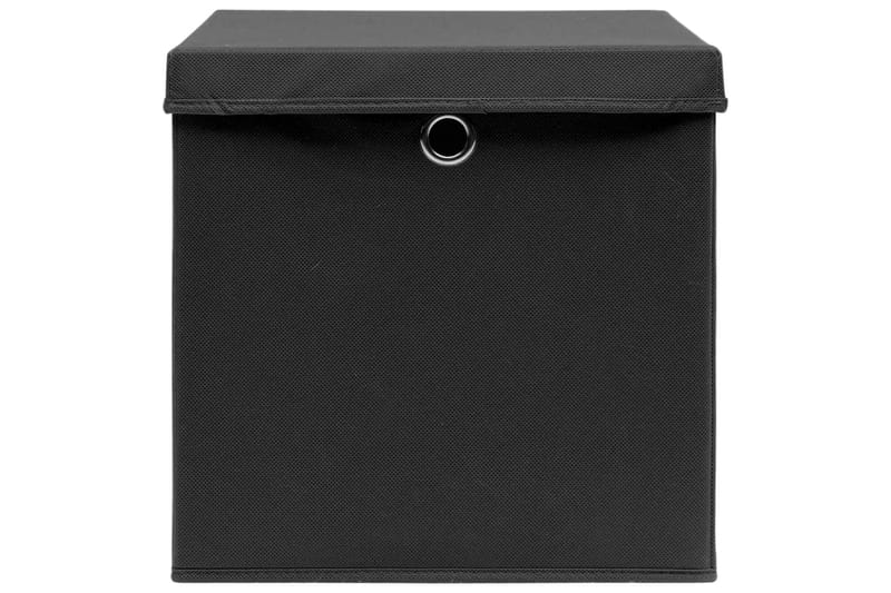 Oppbevaringsbokser med lokk 10 stk svart 32x32x32 cm stoff - Oppbevaring - Oppbevaring til småting - Oppbevaringsbokser