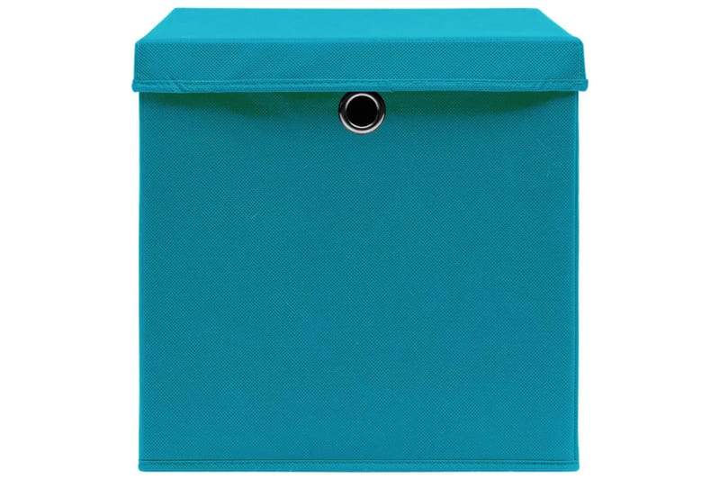 Oppbevaringsbokser med lokk 4 stk babyblå 32x32x32 cm stoff - Oppbevaring - Oppbevaring til småting - Oppbevaringsbokser