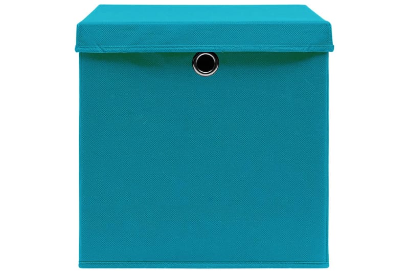 Oppbevaringsbokser med lokk 4 stk babyblå 32x32x32 cm stoff - Oppbevaringsbokser