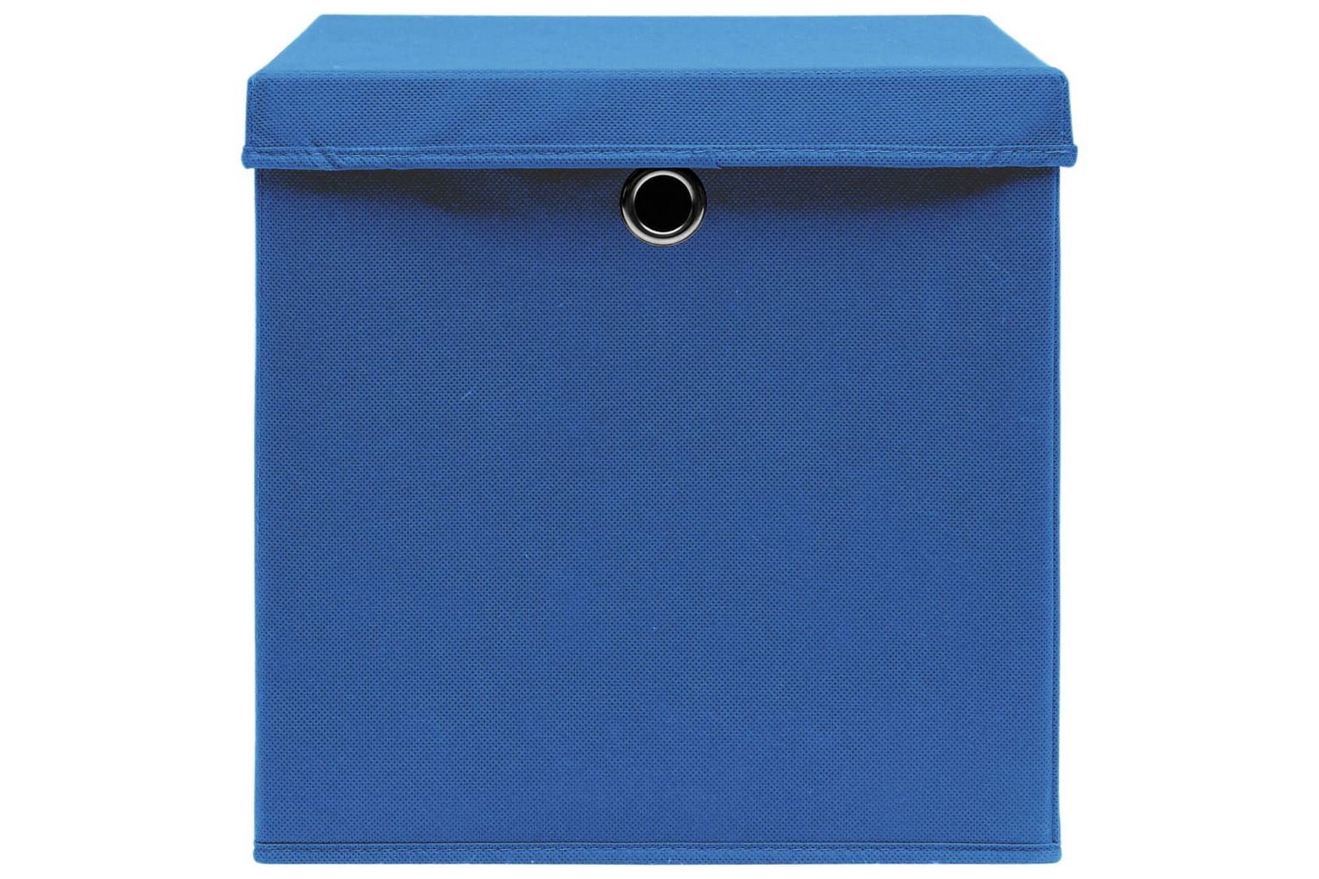 Oppbevaringsbokser med lokk 4 stk blå 32x32x32 cm stoff - Oppbevaring - Oppbevaring til småting - Oppbevaringsbokser