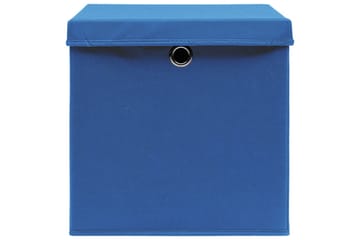 Oppbevaringsbokser med lokk 4 stk blå 32x32x32 cm stoff - Oppbevaring - Oppbevaring til småting - Oppbevaringsbokser