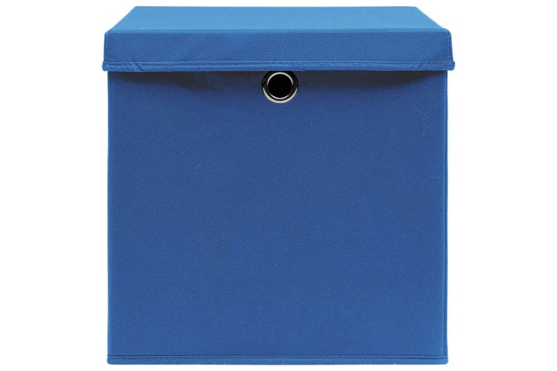 Oppbevaringsbokser med lokk 4 stk blå 32x32x32 cm stoff - Oppbevaring - Oppbevaring til småting - Oppbevaringsbokser
