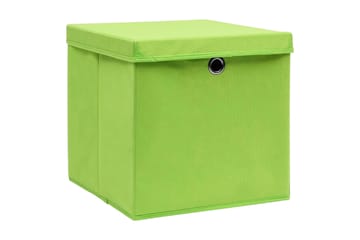Oppbevaringsbokser med lokk 4 stk grønn 32x32x32 cm stoff - Oppbevaring - Oppbevaring til småting - Oppbevaringsbokser