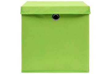Oppbevaringsbokser med lokk 4 stk grønn 32x32x32 cm stoff - Oppbevaring - Oppbevaring til småting - Oppbevaringsbokser