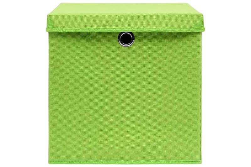 Oppbevaringsbokser med lokk 4 stk grønn 32x32x32 cm stoff - Oppbevaring - Oppbevaring til småting - Oppbevaringsbokser