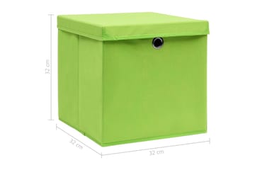 Oppbevaringsbokser med lokk 4 stk grønn 32x32x32 cm stoff - Oppbevaring - Oppbevaring til småting - Oppbevaringsbokser