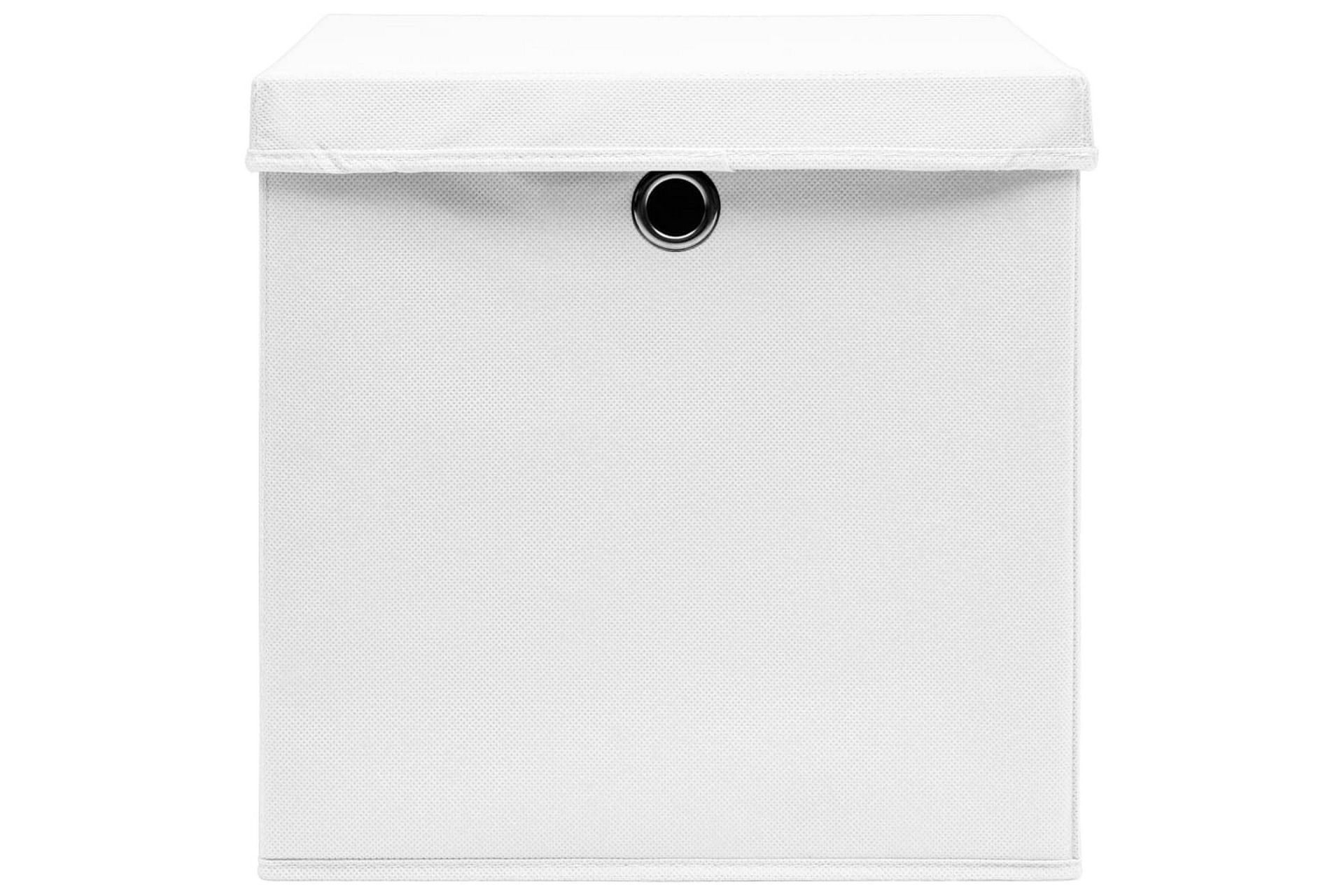 Oppbevaringsbokser med lokk 4 stk hvit 32x32x32 cm stoff - Oppbevaring - Oppbevaring til småting - Oppbevaringsbokser