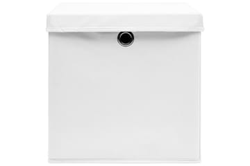 Oppbevaringsbokser med lokk 4 stk hvit 32x32x32 cm stoff - Oppbevaring - Oppbevaring til småting - Oppbevaringsbokser