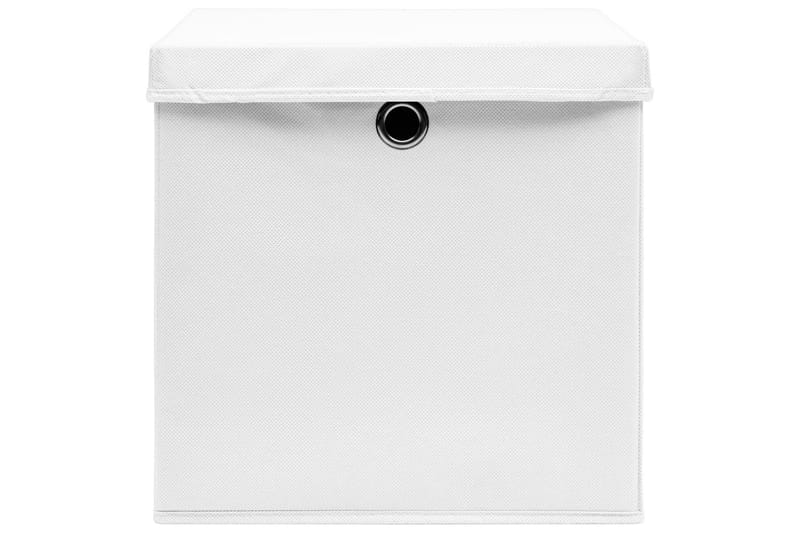 Oppbevaringsbokser med lokk 4 stk hvit 32x32x32 cm stoff - Oppbevaring - Oppbevaring til småting - Oppbevaringsbokser