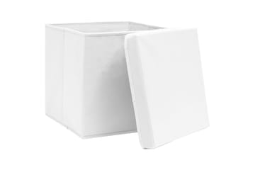 Oppbevaringsbokser med lokk 4 stk hvit 32x32x32 cm stoff - Oppbevaring - Oppbevaring til småting - Oppbevaringsbokser