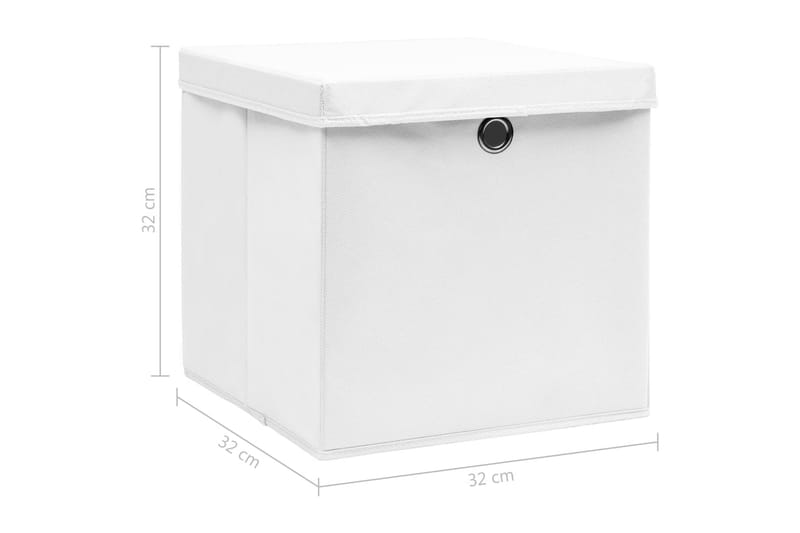 Oppbevaringsbokser med lokk 4 stk hvit 32x32x32 cm stoff - Oppbevaring - Oppbevaring til småting - Oppbevaringsbokser