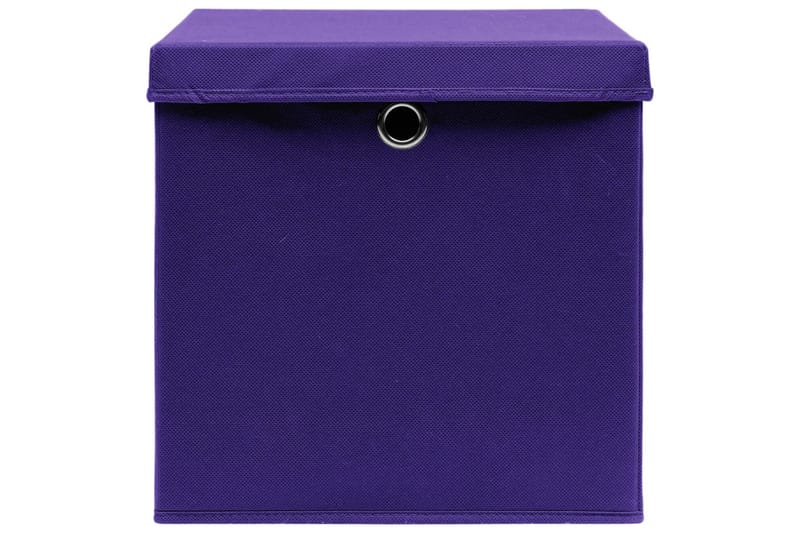 Oppbevaringsbokser med lokk 4 stk lilla 32x32x32 cm stoff - Oppbevaring - Oppbevaring til småting - Oppbevaringsbokser