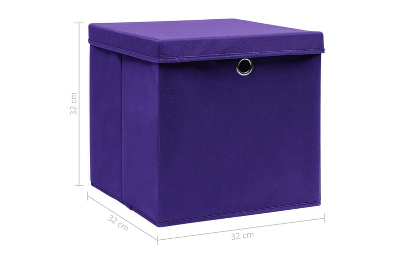 Oppbevaringsbokser med lokk 4 stk lilla 32x32x32 cm stoff - Oppbevaring - Oppbevaring til småting - Oppbevaringsbokser