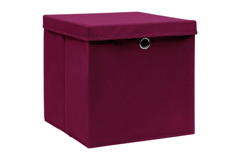 Oppbevaringsbokser med lokk 4 stk rød 32x32x32 cm stoff - Oppbevaring - Oppbevaring til småting - Oppbevaringsbokser