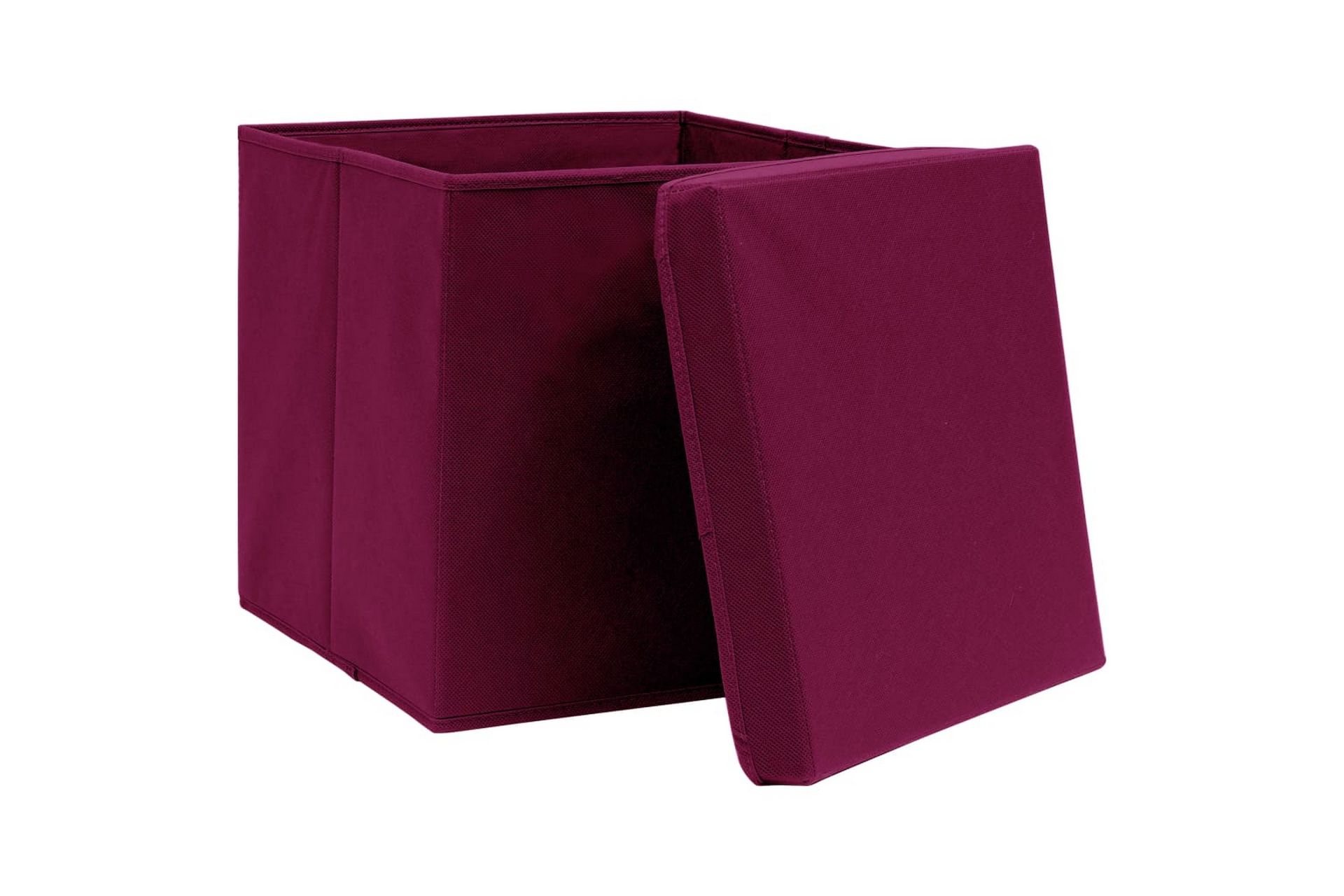 Oppbevaringsbokser med lokk 4 stk rød 32x32x32 cm stoff - Oppbevaring - Oppbevaring til småting - Oppbevaringsbokser