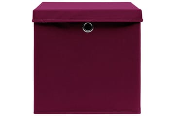 Oppbevaringsbokser med lokk 4 stk rød 32x32x32 cm stoff - Oppbevaring - Oppbevaring til småting - Oppbevaringsbokser
