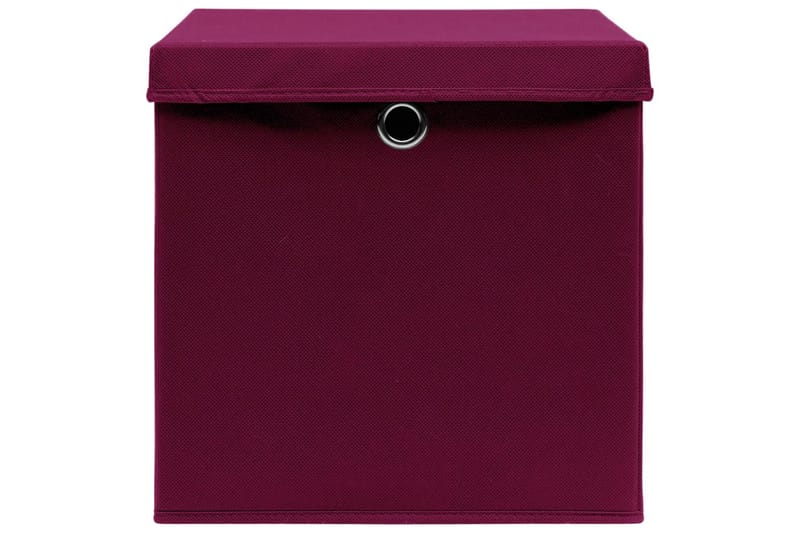 Oppbevaringsbokser med lokk 4 stk rød 32x32x32 cm stoff - Oppbevaring - Oppbevaring til småting - Oppbevaringsbokser