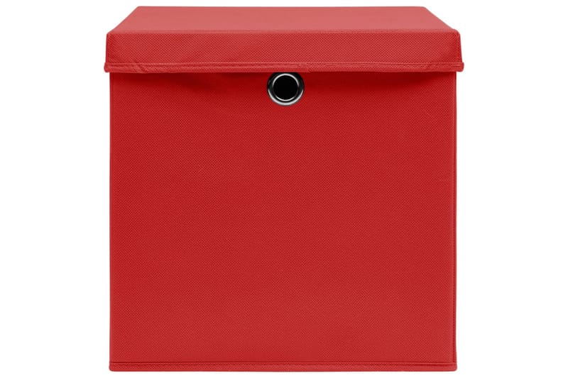 Oppbevaringsbokser med lokk 4 stk rød 32x32x32 cm stoff - Oppbevaring - Oppbevaring til småting - Oppbevaringsbokser