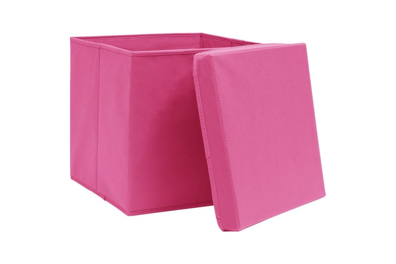 Oppbevaringsbokser med lokk 4 stk rosa 32x32x32 cm stoff - Oppbevaringsbokser