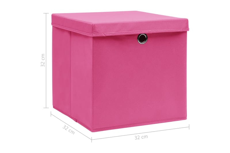 Oppbevaringsbokser med lokk 4 stk rosa 32x32x32 cm stoff - Oppbevaring - Oppbevaring til småting - Oppbevaringsbokser