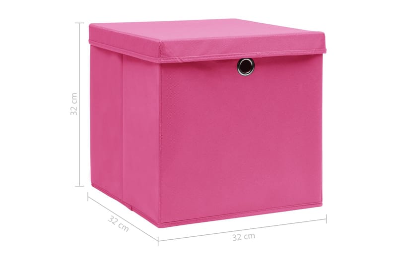 Oppbevaringsbokser med lokk 4 stk rosa 32x32x32 cm stoff - Oppbevaringsbokser