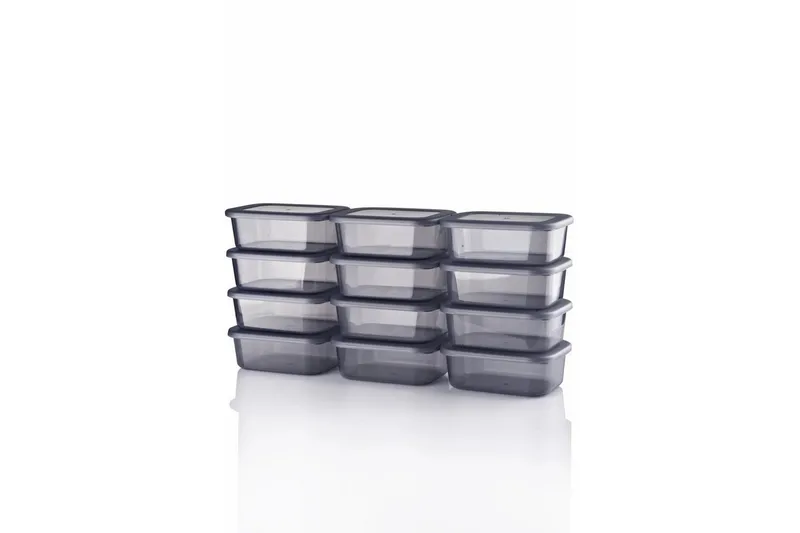 Oppbevaringsbokssett (12 deler) Ornel Antrasitt, Antrasitt