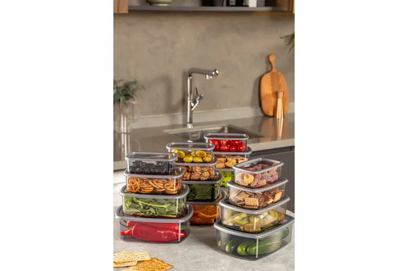 Oppbevaringsbokssett (16 deler) Rasalas16 Antrasitt - Antrasitt - Oppbevaring - Oppbevaring til småting - Oppbevaringsbokser - Plastkurv & plastboks