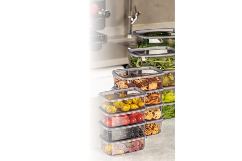 Oppbevaringsbokssett (16 deler) Rasalas16 Antrasitt - Antrasitt - Oppbevaring - Oppbevaring til småting - Oppbevaringsbokser - Plastkurv & plastboks