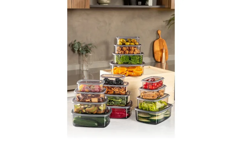 Oppbevaringsbokssett (16 deler) Rasalas16 Antrasitt - Antrasitt - Oppbevaring - Oppbevaring til småting - Oppbevaringsbokser - Plastkurv & plastboks