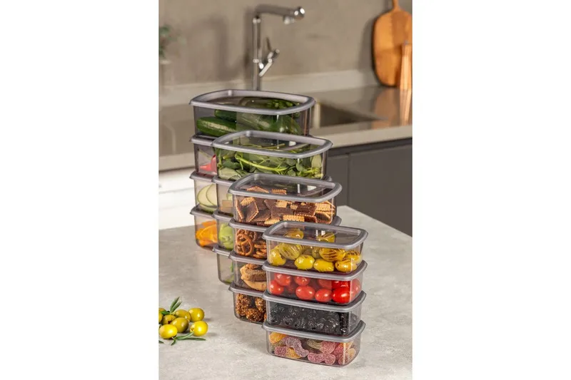 Oppbevaringsbokssett (16 deler) Rasalas16 Antrasitt - Antrasitt - Oppbevaring - Oppbevaring til småting - Oppbevaringsbokser - Plastkurv & plastboks