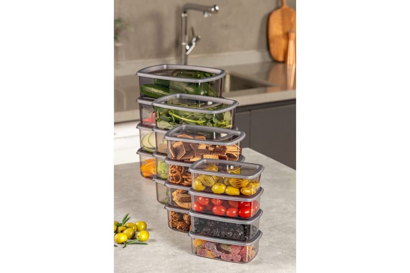 Oppbevaringsbokssett (16 deler) Rasalas16 Antrasitt - Antrasitt - Oppbevaring - Oppbevaring til småting - Oppbevaringsbokser - Plastkurv & plastboks