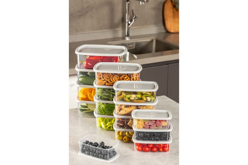 Oppbevaringsbokssett (16 deler) Rasalas16 Grå - Grå - Oppbevaring - Oppbevaring til småting - Oppbevaringsbokser - Plastkurv & plastboks