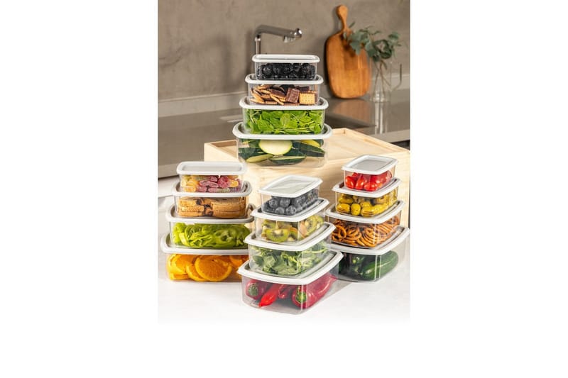 Oppbevaringsbokssett (16 deler) Rasalas16 Grå - Grå - Oppbevaring - Oppbevaring til småting - Oppbevaringsbokser - Plastkurv & plastboks