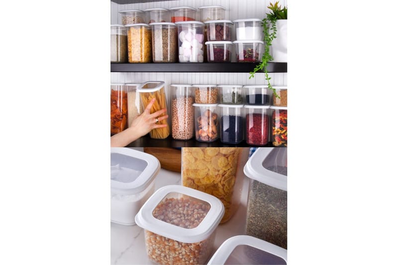 Oppbevaringsbokssett (24 deler) Syril Hvit - Hvit - Oppbevaring - Oppbevaring til småting - Oppbevaringsbokser - Plastkurv & plastboks