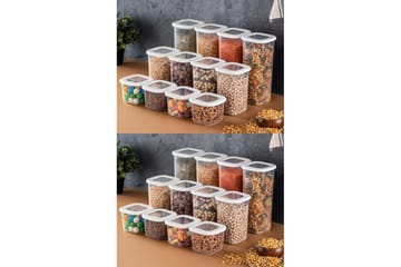 Oppbevaringsbokssett (24 deler) Syril Hvit - Hvit - Oppbevaring - Oppbevaring til småting - Oppbevaringsbokser - Plastkurv & plastboks
