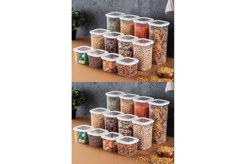 Oppbevaringsbokssett (24 deler) Syril Hvit - Hvit - Oppbevaring - Oppbevaring til småting - Oppbevaringsbokser - Plastkurv & plastboks