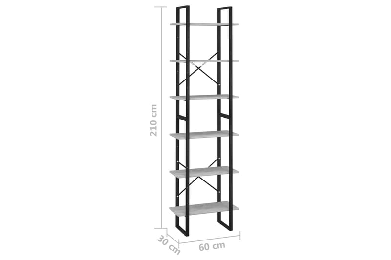 Oppbevaringshylle betonggrå 60x30x210 cm sponplate - Grå - Oppbevaring - Oppbevaring til småting - Oppbevaringsbokser