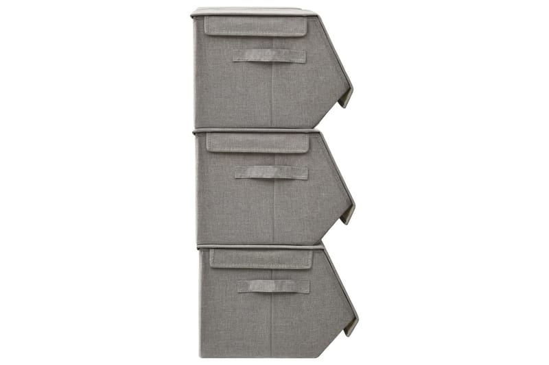 Stablebare oppbevaringsbokser 4 stk stoff grå - Grå - Oppbevaringsbokser