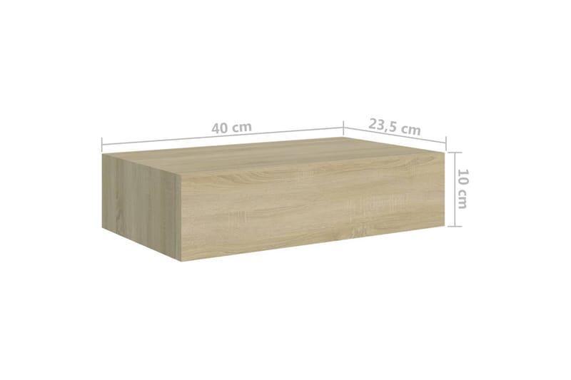 Veggmontert skuffehylle eik 40x23,5x10 cm MDF - Brun - Oppbevaring - Oppbevaring til småting - Oppbevaringsbokser