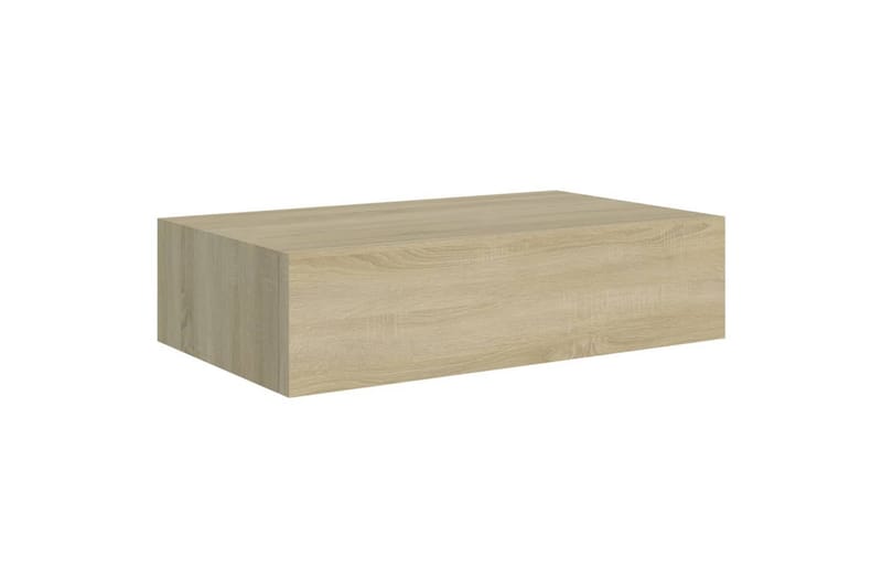 Veggmontert skuffehylle eik 40x23,5x10 cm MDF - Brun - Oppbevaring - Oppbevaring til småting - Oppbevaringsbokser
