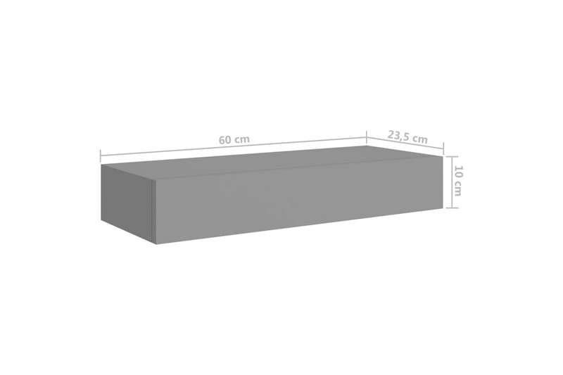 Veggmontert skuffehylle grå 60x23,5x10 cm MDF - Grå - Oppbevaring - Oppbevaring til småting - Oppbevaringsbokser