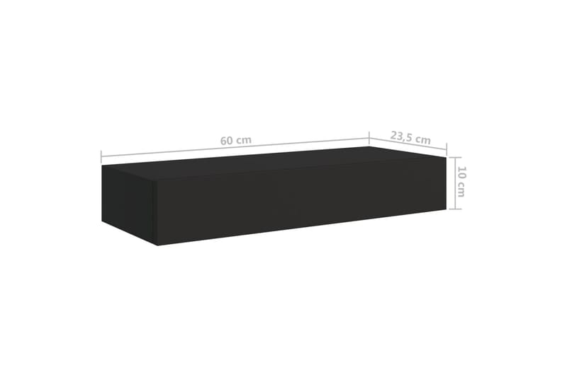 Veggmontert skuffehylle svart 60x23,5x10 cm MDF - Svart - Oppbevaringsbokser