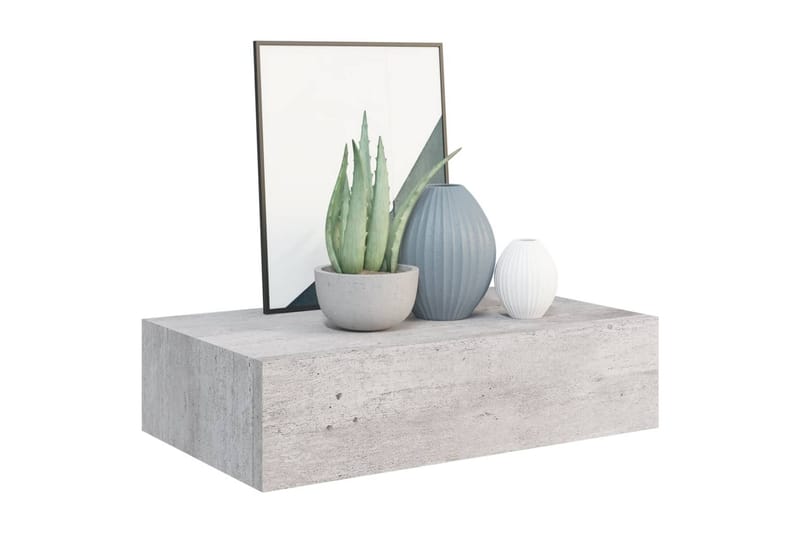 Veggmonterte skuffehyller 2 stk betonggrå 40x23,5x10 cm MDF - Grå - Oppbevaring - Oppbevaring til småting - Oppbevaringsbokser