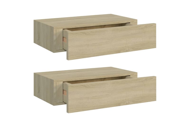 Veggmonterte skuffehyller 2 stk eik 40x23,5x10 cm MDF - Brun - Oppbevaring - Oppbevaring til småting - Oppbevaringsbokser