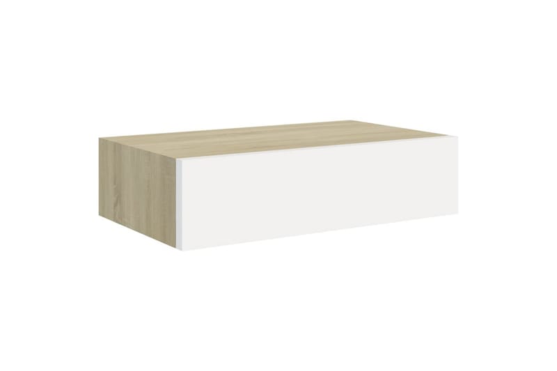 Veggmonterte skuffehyller 2 stk eik og 40x23,5x10 cm MDF - Grå - Oppbevaringsbokser