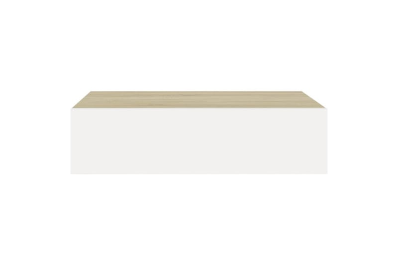 Veggmonterte skuffehyller 2 stk eik og 40x23,5x10 cm MDF - Grå - Oppbevaring - Oppbevaring til småting - Oppbevaringsbokser