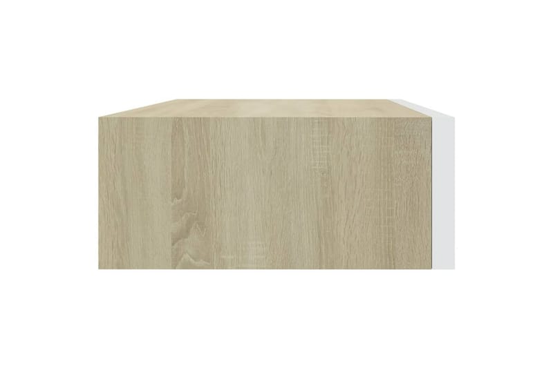 Veggmonterte skuffehyller 2 stk eik og 40x23,5x10 cm MDF - Grå - Oppbevaringsbokser